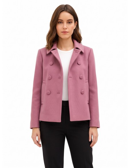 Korte oversized wollen jas met bijpassende knopen Rinascimento