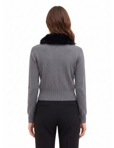 Polo-cardigan met afneembare kraag van imitatiebont van Rinascimento 2