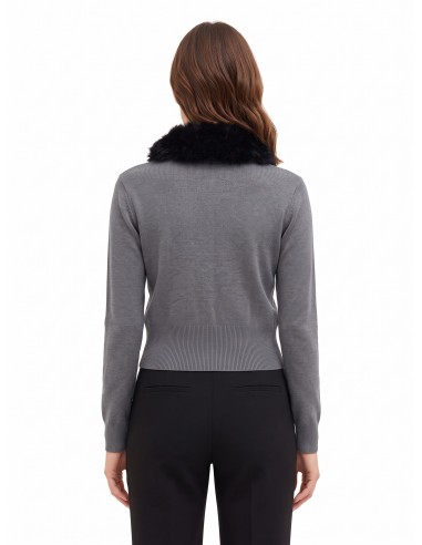 Polo-cardigan met afneembare kraag van imitatiebont van Rinascimento