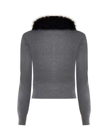 Polo-cardigan met afneembare kraag van imitatiebont van Rinascimento