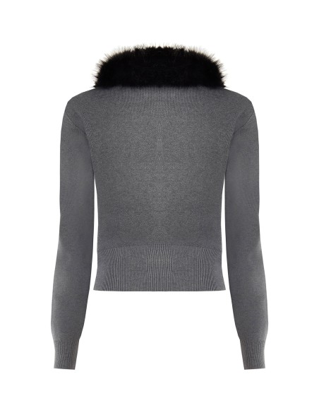 Polo-cardigan met afneembare kraag van imitatiebont van Rinascimento