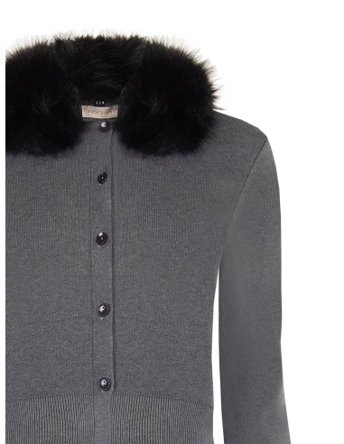 Polo-cardigan met afneembare kraag van imitatiebont van Rinascimento