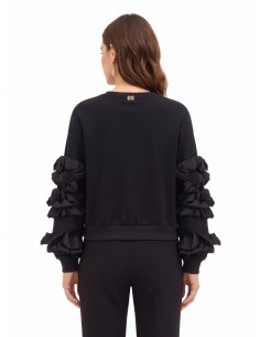 Regular-fit katoenen sweatshirt met taft ruches op de mouwen Rinascimento 2