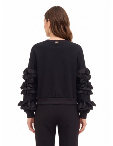 Regular-fit katoenen sweatshirt met taft ruches op de mouwen Rinascimento