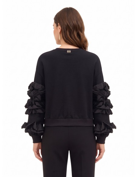 Regular-fit katoenen sweatshirt met taft ruches op de mouwen Rinascimento