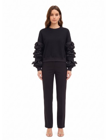 Regular-fit katoenen sweatshirt met taft ruches op de mouwen Rinascimento