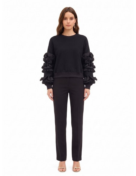 Regular-fit katoenen sweatshirt met taft ruches op de mouwen Rinascimento