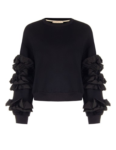 Regular-fit katoenen sweatshirt met taft ruches op de mouwen Rinascimento