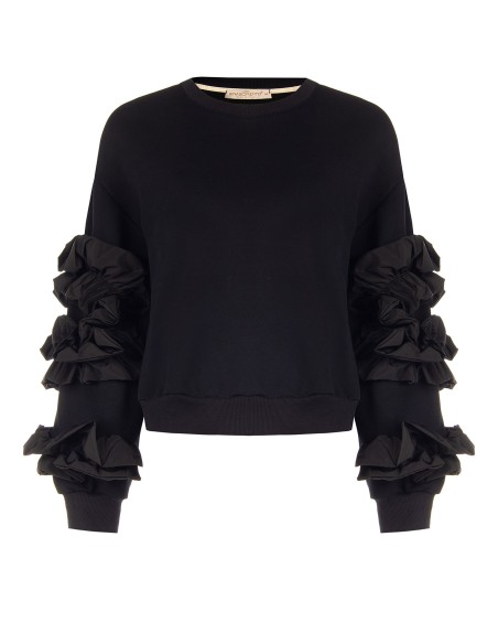 Regular-fit katoenen sweatshirt met taft ruches op de mouwen Rinascimento