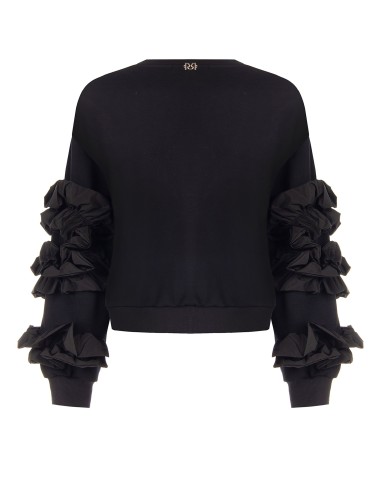Regular-fit katoenen sweatshirt met taft ruches op de mouwen Rinascimento