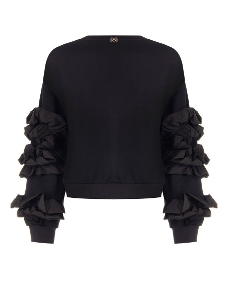 Regular-fit katoenen sweatshirt met taft ruches op de mouwen Rinascimento