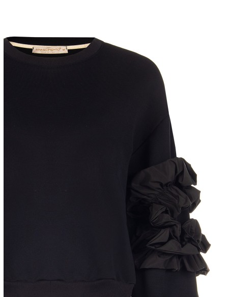Regular-fit katoenen sweatshirt met taft ruches op de mouwen Rinascimento