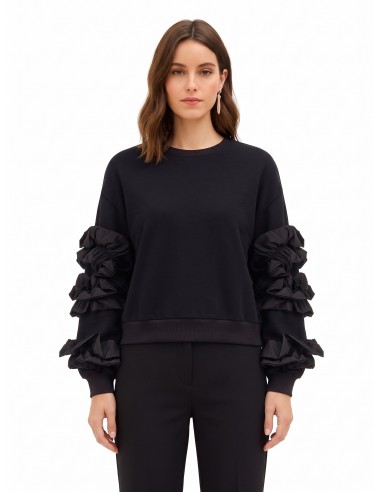 Regular-fit katoenen sweatshirt met taft ruches op de mouwen Rinascimento