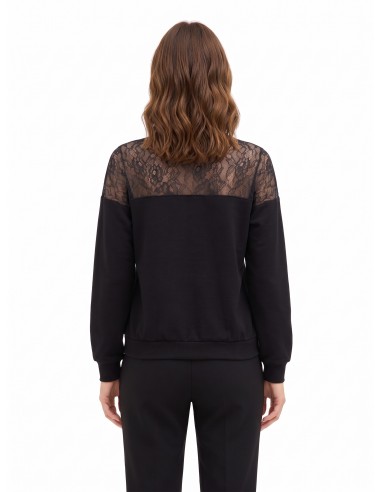 Oversized katoenen sweater met kanten inzetstuk Rinascimento
