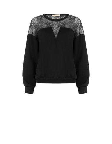 Oversized katoenen sweater met kanten inzetstuk Rinascimento