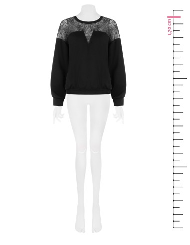 Oversized katoenen sweater met kanten inzetstuk Rinascimento
