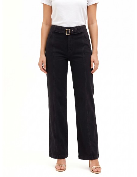 Wide leg-jeans met geïntegreerde tailleband en middennaden van Rinascimento