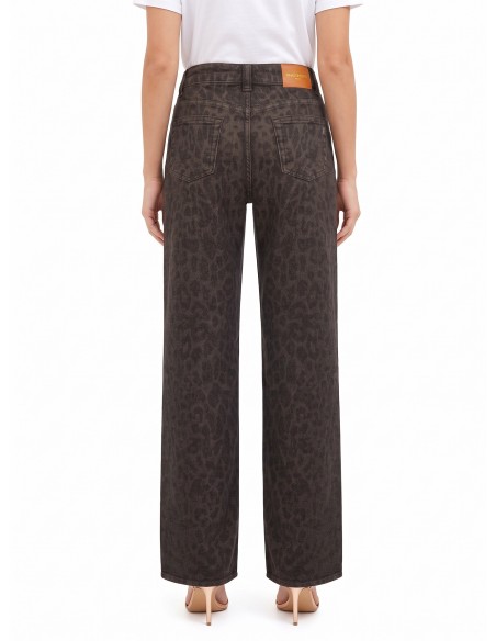 Wide leg-jeans met stretch en vlekken Rinascimento