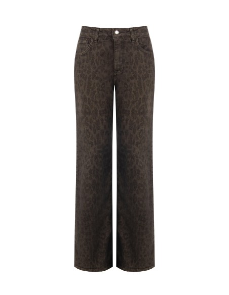 Wide leg-jeans met stretch en vlekken Rinascimento