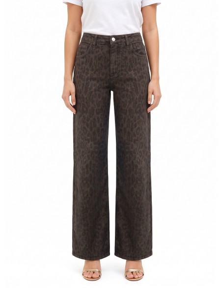 Wide leg-jeans met stretch en vlekken Rinascimento