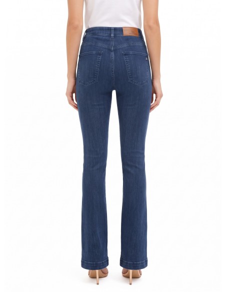 Stretch skinny jeans met uitlopende pijpen en ritsen aan de voorkant van Rinascimento