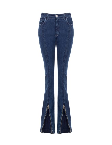 Stretch skinny jeans met uitlopende pijpen en ritsen aan de voorkant van Rinascimento