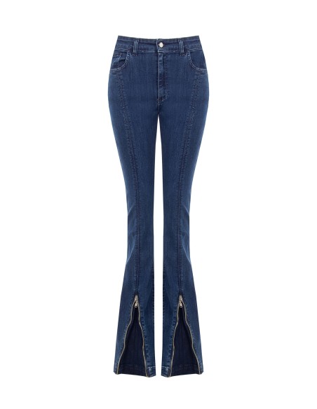Stretch skinny jeans met uitlopende pijpen en ritsen aan de voorkant van Rinascimento