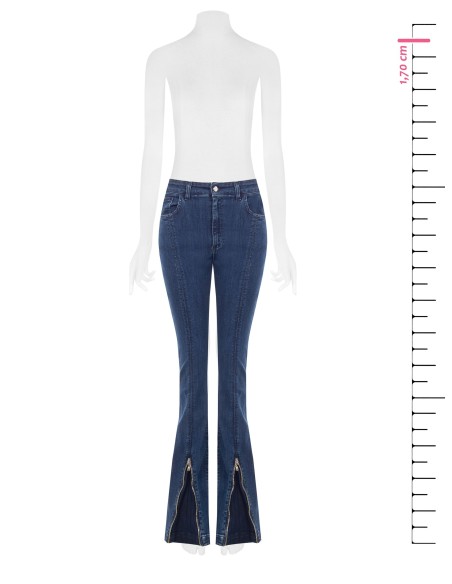 Stretch skinny jeans met uitlopende pijpen en ritsen aan de voorkant van Rinascimento