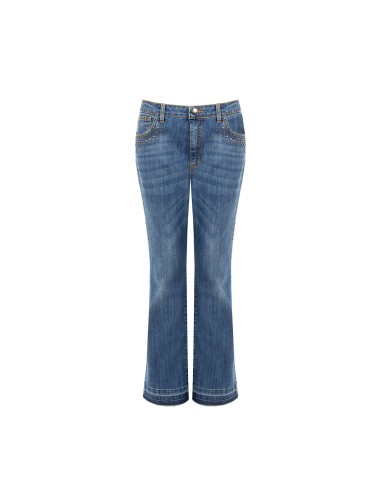 Stretch flare jeans met studs en uitgerafelde zoom Rinascimento