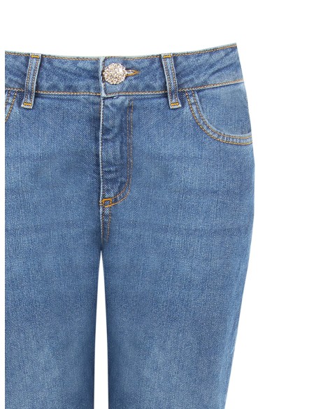 Straight jeans met stretch, medium wash, Rinascimento
