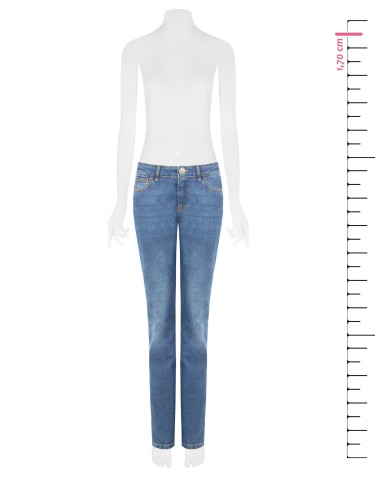 Straight jeans met stretch, medium wash, Rinascimento
