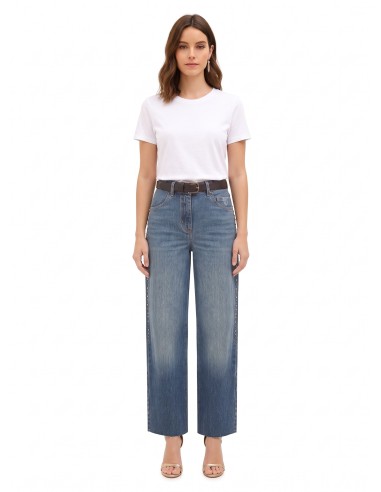 Wide-legjeans met studs en kristallen aan de zijkanten van Rinascimento