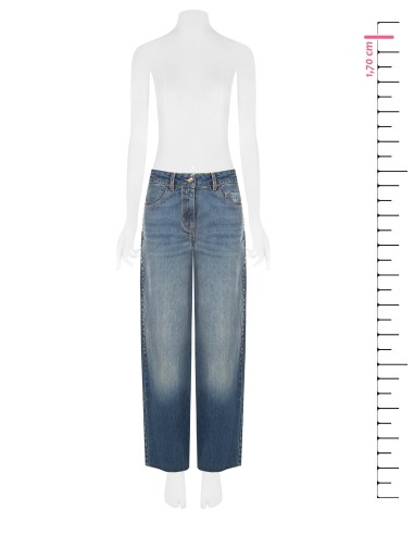 Wide-legjeans met studs en kristallen aan de zijkanten van Rinascimento