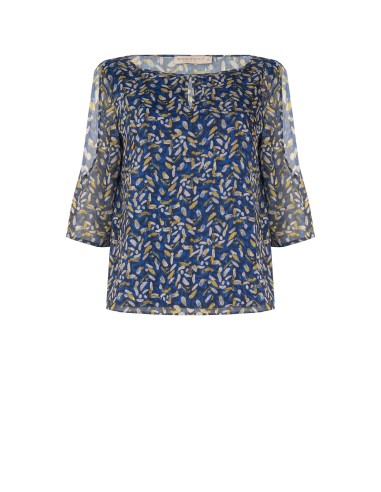 Vloeiende Curvy-blouse van georgette met druppelvormige halslijn, blote schouders en lurexdetails – Rinascimento Curvy