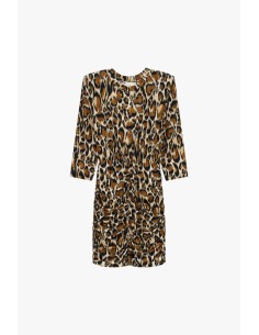 Korte jurk met dierenprint en rimpeldetails Dixie
