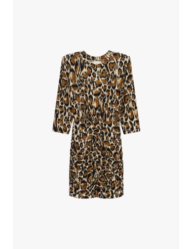 Korte jurk met dierenprint en rimpeldetails Dixie