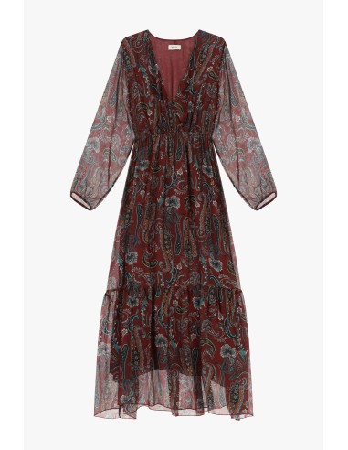Lange paisleyjurk met wijde mouwen Dixie