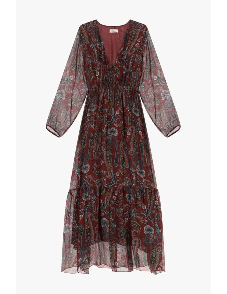 Lange paisleyjurk met wijde mouwen Dixie
