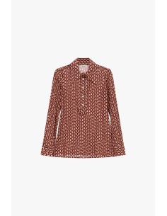 Dixie-blouse met geometrisch patroon en knopen aan de voorkant
