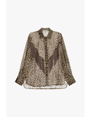 Oversized blouse met dierenprint en decoratieve franjes Dixie