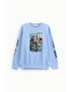 Dixie sweatshirt met ronde hals, grafische print en tribale details