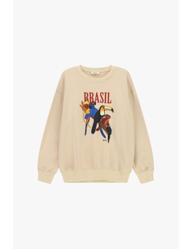 Sweatshirt met ronde hals, papegaaienprint en opschrift Dixie