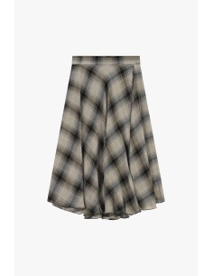 Dixie uitlopende midi-rok met ruitpatroon en normale taille