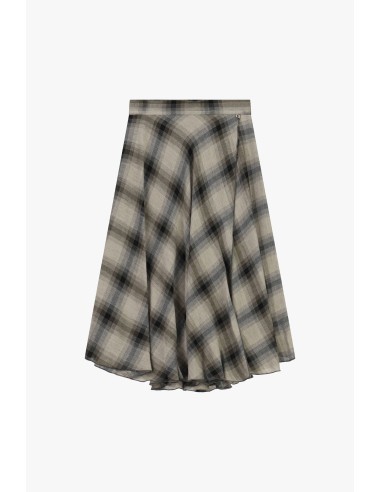 Dixie uitlopende midi-rok met ruitpatroon en normale taille