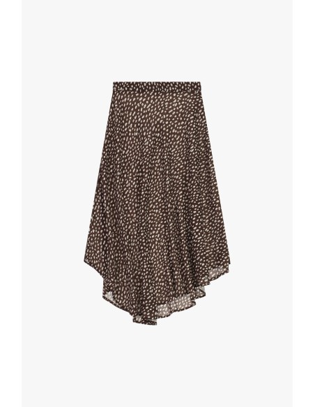 Dixie midi-rok met stippenprint en asymmetrische zoom