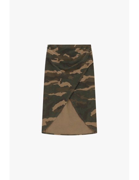 Dixie halflange wikkelrok met camouflageprint