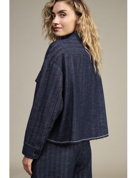 Korte gestreepte blazer met opgestikte zakken Dixie