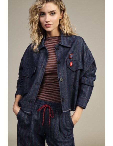 Korte gestreepte blazer met opgestikte zakken Dixie