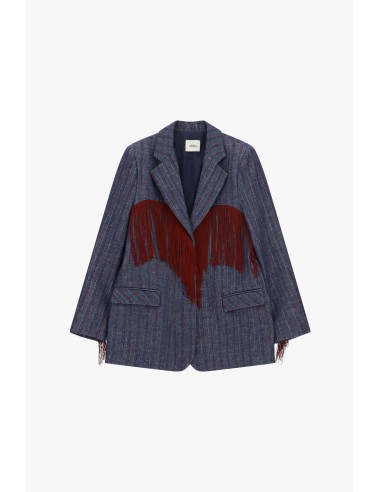 Gestreepte blazer met lange decoratieve franjes Dixie