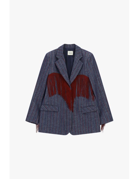 Gestreepte blazer met lange decoratieve franjes Dixie